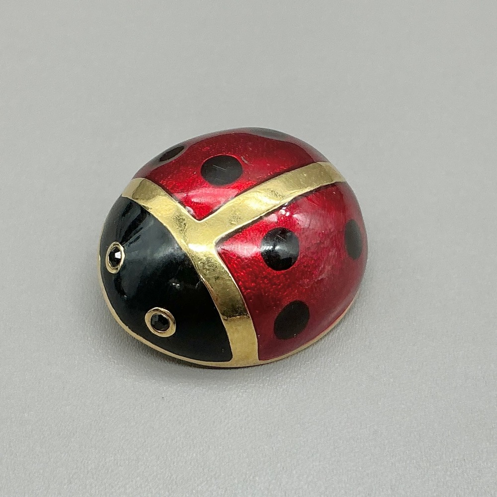 Carolee Ladybug Pin Brooch Women Red Black Gold Enamel Vintage Insect Jewelry